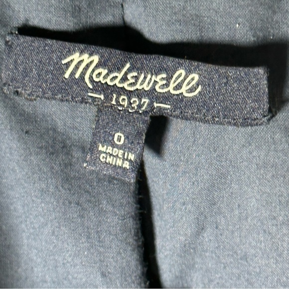 MADEWELL Striped One Button Blazer Navy Blue / White Size 0 Cotton Linen Blend - Picture 3 of 13